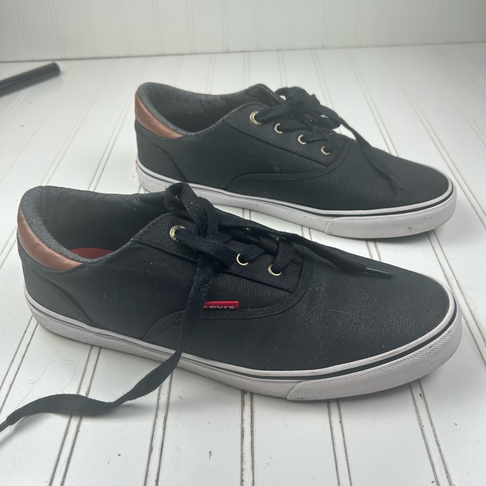 Levi’s Black Canvas Low Top Casual Streetwear Sneakers Men’s Size 9.5 - Picture 5 of 11